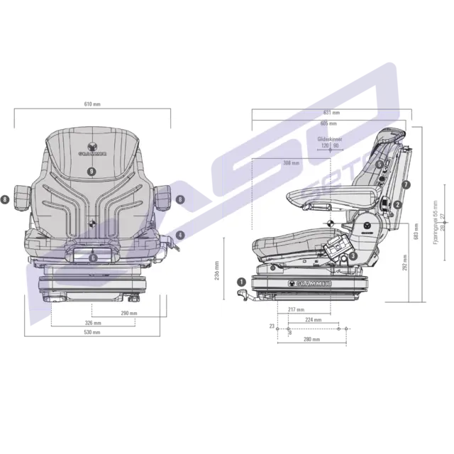 Sete MSG75G/731 Praximo 24V Sort Stoff Sort Stoff m/varme 