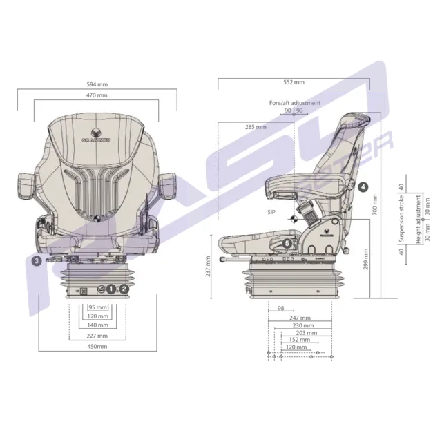 Sete Compacto Comfort W 12V MSG93/721 Sort-Grønn 