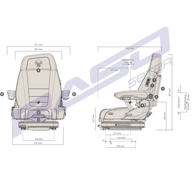 Sete Primo Evolution Plus 12V MSG75EL/2731 Blå-Sort Dual-motion 