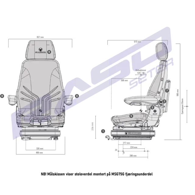 Sete MSG75G/722 12V Gul-Sort med varme 