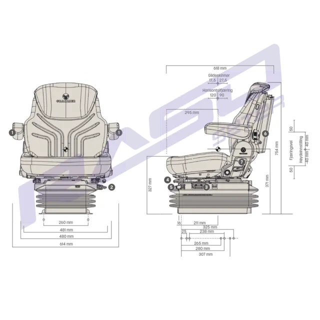 Sete MSG95G/721 12V MSG95G/721 Sort stoff 