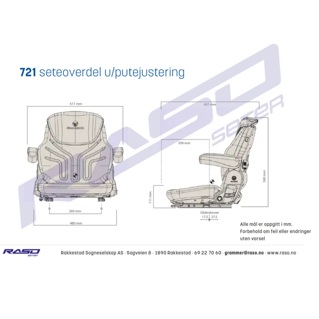 Sete overdel Maximo M /721 PVC, u/glideskinner 